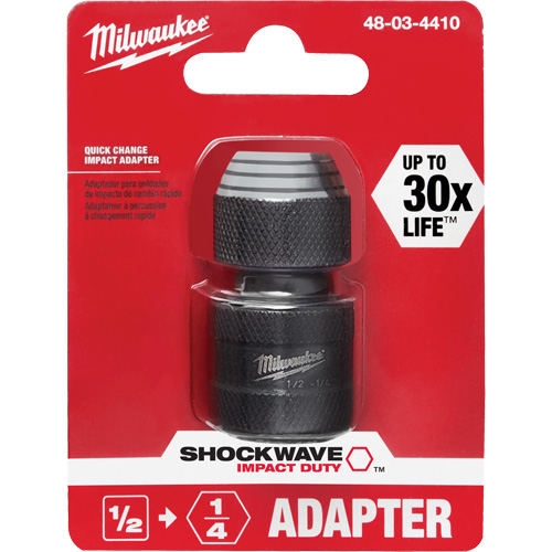 Shockwave Impact Driver Square to Hex Socket Adapter, Impact, 1/4" Drive, 1/2" Socket, 1.875" L Auto-Cam