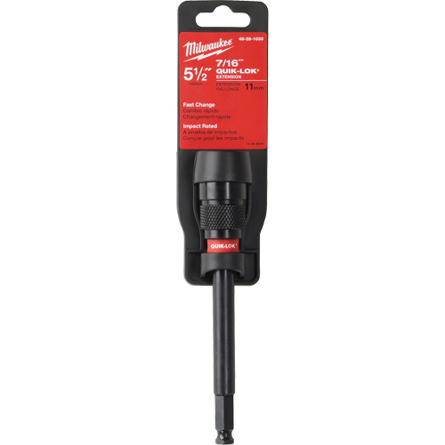 Quik-Lok Impact Drill Bit Extension, 7/16" Max. Diameter, 5-1/2" Length, 7/16" Shank Auto-Cam
