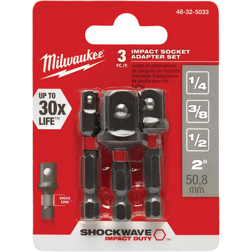 Shockwave Impact Driver Socket Adapter Set, 1/4" Drive Size, Ball, 1-7/8" L Auto-Cam