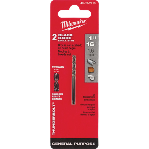Foret s&eacute;rie courte Thunderbolt, Acier rapide, 1/16", 1-7/8" lo, 7/8" Cannelure, 135° Angle Auto-Cam