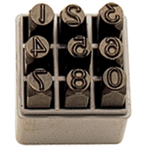 Jeu de num&eacute;ros &agrave; estamper &agrave; la main, 9 morceaux Auto-Cam