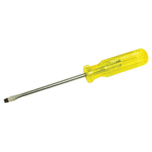 Slotted Screwdriver, 1/4", 9-7/16" L, Plastic Handle Auto-Cam