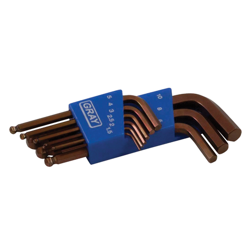 Short Ball End Hex Key Set, 9 Pcs., Metric Auto-Cam