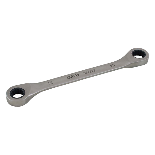 Double Box End Gear Ratcheting Wrench, 12 Point, 8 mm x 9 mm, Plain Finish Auto-Cam
