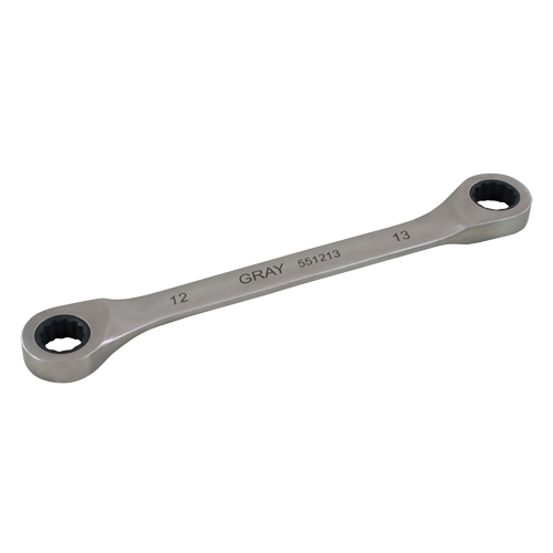 Double Box End Gear Ratcheting Wrench, 12 Point, 12 mm x 13 mm, Plain Finish Auto-Cam