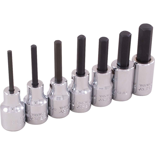 Hex Head Socket Set, Hex, 3/8" Drive, 7 Pcs Auto-Cam