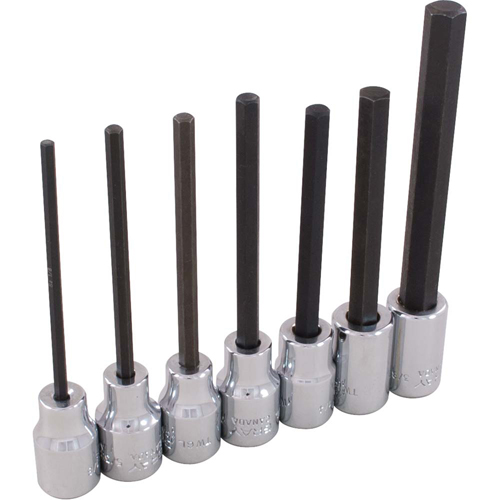 Hex Head Socket Set, Hex, 3/8" Drive, 7 Pcs Auto-Cam