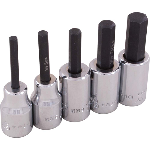 Jeu de douilles &agrave; t&ecirc;te hexagonale, Hexagonale, Prise 3/8", 5 mrcx Auto-Cam
