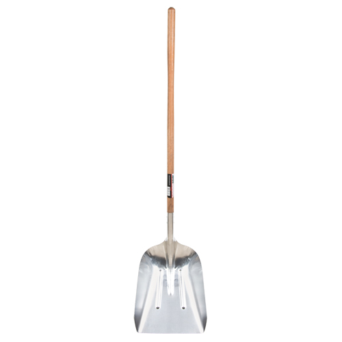 Scoop Shovel, Wood, Aluminum Blade, Straight Handle, 45-3/4" Length Auto-Cam