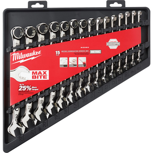 Wrench Set, Combination, 15 Pieces, Metric Auto-Cam
