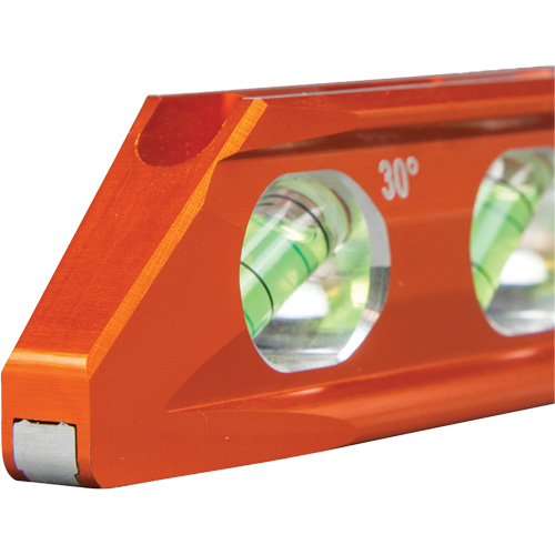 Torpedo Billet Level, 8" L, Aluminum, 4 Vials, Magnetic Auto-Cam