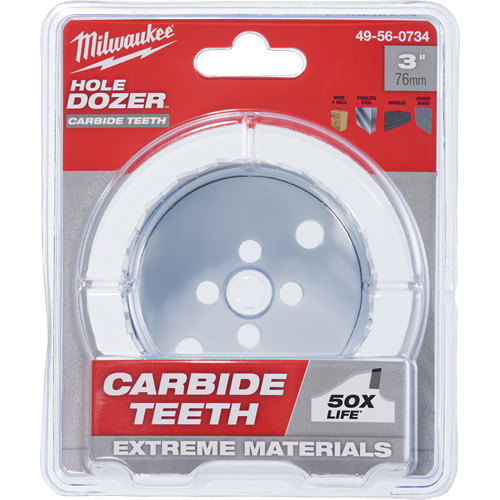 Hole Dozer Saw with Carbide Teeth, 3", 1-63/100" Depth of Cut, Carbide Auto-Cam