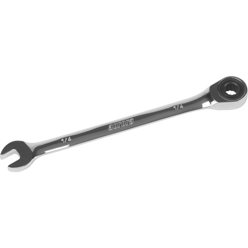 SAE Ratcheting Combination Wrench, 12 Point, 1/4", Chrome Finish Auto-Cam