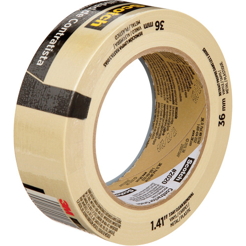 Scotch&reg; Contractor Grade Masking Tape 2020, 36 mm (1-1/2") x 55 m (180'), Beige Auto-Cam