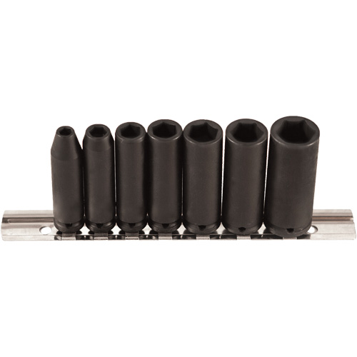 Socket Set, 7 Pcs, Impact, 1/4" Drive Size, Deep Auto-Cam