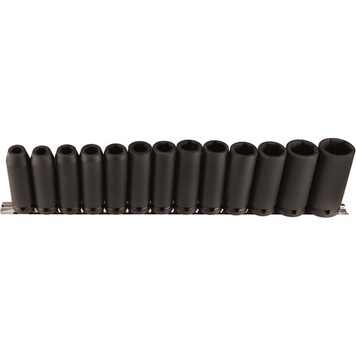 Long Socket Set, 13 Pcs, Impact, 1/2" Drive Size, Deep Auto-Cam