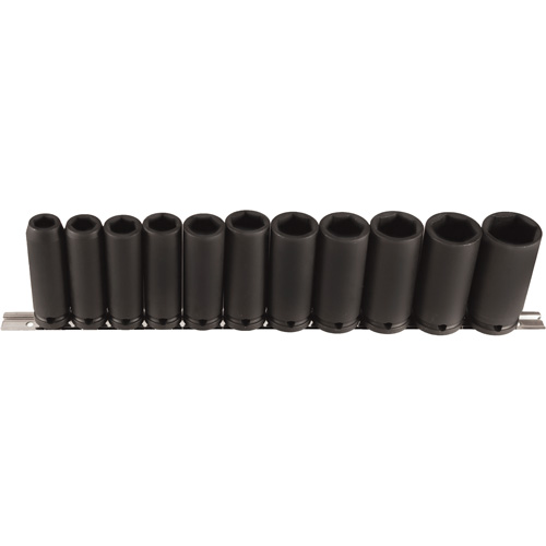 Long Socket Set, 11 Pcs, Impact, 1/2" Drive Size, Deep Auto-Cam