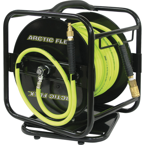 Manual Hose Reel with Hybrid Polymer Air Hose, Air, 1/4" x 100', Single Hose Auto-Cam