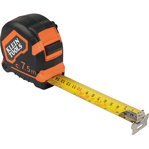 Magnetic Double-Hook Tape Measure, 7.5 m, 1/16"/1 mm Graduations Auto-Cam