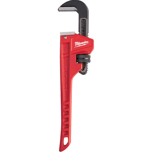 Pipe Wrench, 1-1/2" Jaw Capacity, 10" Long, Powder Coated Finish, Ergonomic Handle Auto-Cam