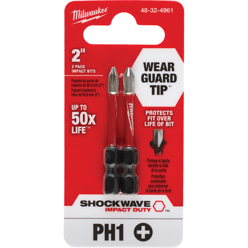 Embout de tournevis Shockwave Impact Duty, Phillips, #1, Prise 1/4" Auto-Cam