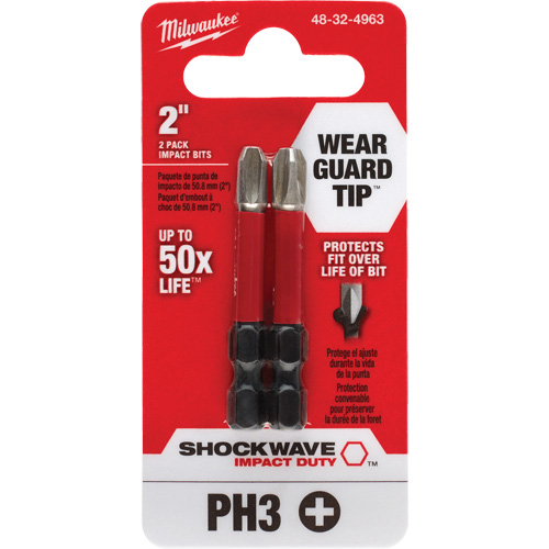 Embout de tournevis Shockwave Impact Duty, Phillips, #3, Prise 1/4" Auto-Cam