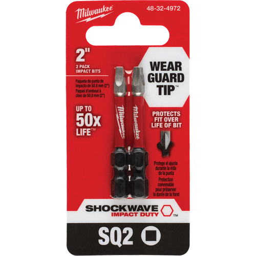 Shockwave Impact Duty Screwdriver Bit, Square, #2, 1/4" Drive Auto-Cam
