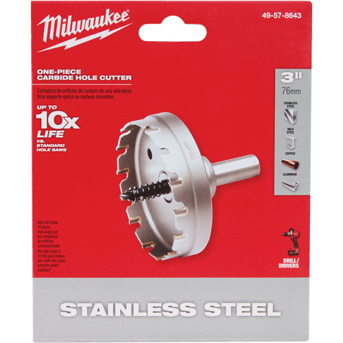 One-Piece Carbide Hole Cutters, 3", 3/16" Depth of Cut Auto-Cam