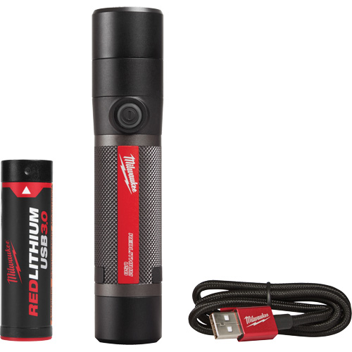 Lampe de poche compacte compatible USB, DEL, 800 lumens, Piles Rechargeable Auto-Cam