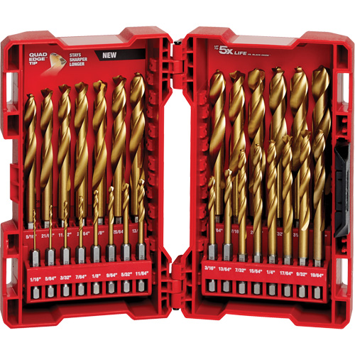 Jeu de forets Shockwave Red Helix, 29 morceaux, Titane Auto-Cam