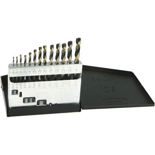 DRILLCO Metric Jobber Length Drill Bit Set, 13 Pieces, High Speed Steel Auto-Cam