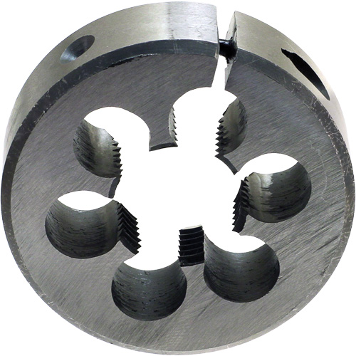 DRILLCO Round Adjustable Pipe Die, 3/8"-18 Thread, High Speed Steel Auto-Cam