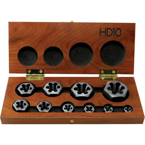 Drillco&reg; Hex Threading Die Set, 10 Pieces Auto-Cam