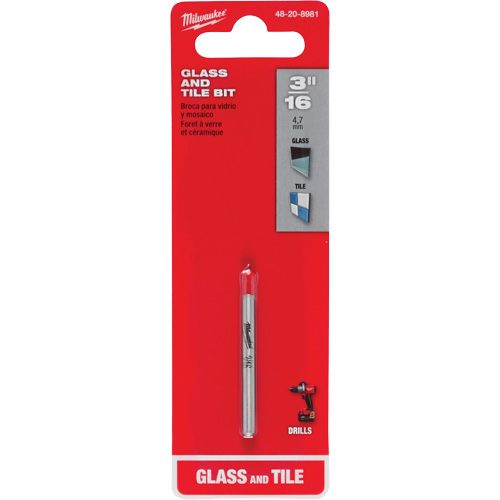 Glass & Tile Bit, 3/16", Carbide Auto-Cam