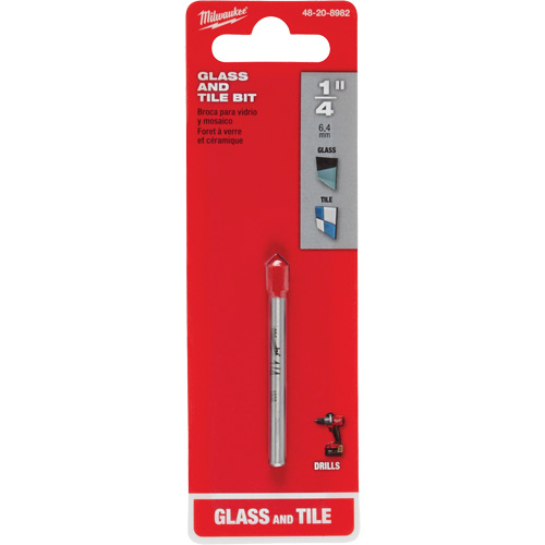 Glass & Tile Bit, 1/4", Carbide Auto-Cam