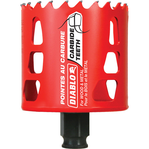 Wood & Metal Hole Saw, 2-11/16", 2-3/8" Depth of Cut, Carbide Auto-Cam