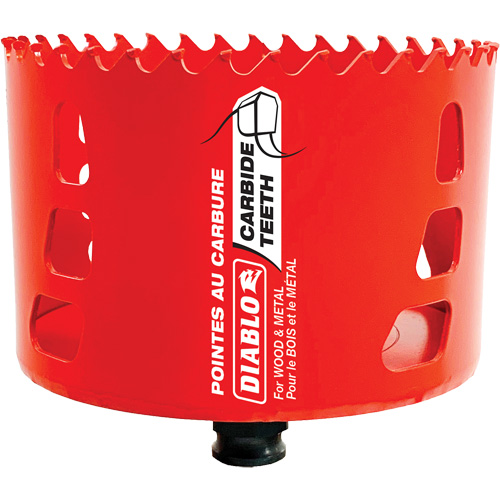 Scie cloche pour bois et m&eacute;tal, 4", Profondeur de la coupe 2-3/8", Carbure Auto-Cam