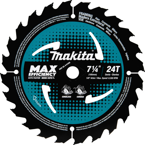 Carbide-Tipped Max Efficiency Framing Circular Saw Blade, 7-1/4", 24 Teeth, Wood Use Auto-Cam