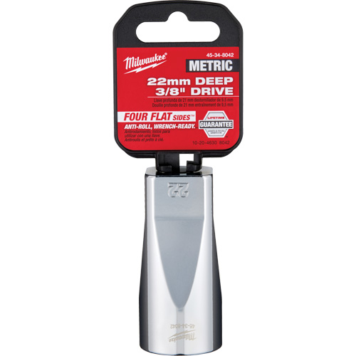 Metric Socket with Four Flat Sides, 22 mm, 3/8" Drive, 6 Points, Deep Auto-Cam