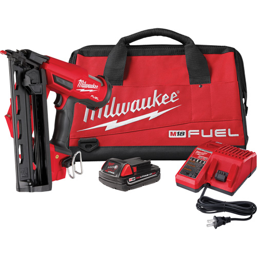 M18 Fuel 16 Gauge Angled Finish Nailer Kit, 18 V, Lithium-Ion Auto-Cam