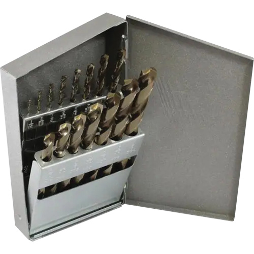 Triumph&reg; MRO Plus&reg; Jobber Length Drill Bit Set, 15 Pieces, High Speed Steel Auto-Cam