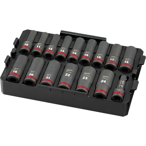 Shockwave Impact Duty Packout Socket Set, 16 Pcs, Impact, 1/2" Drive Size, Deep Auto-Cam