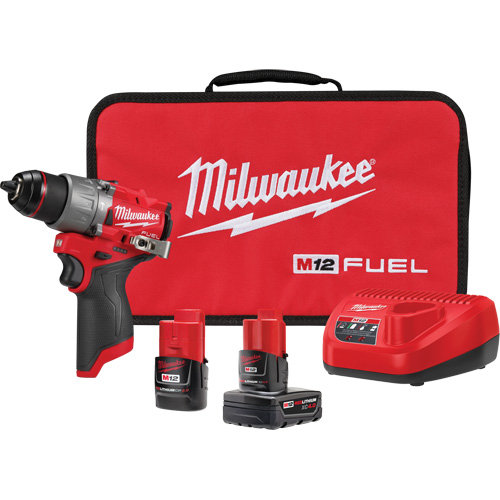 M12 Fuel Hammer Drill/Driver Kit, 1/2" Chuck, 12 V Auto-Cam