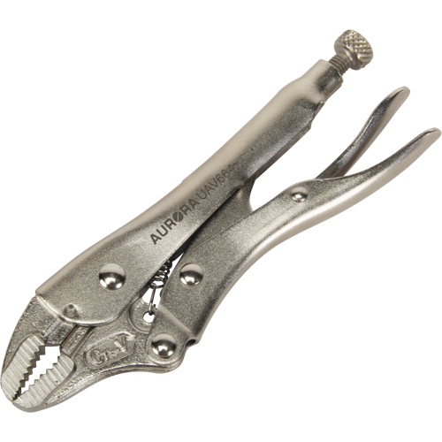 Locking Pliers with Wire Cutter, 5" Length, Curved Jaw Auto-Cam