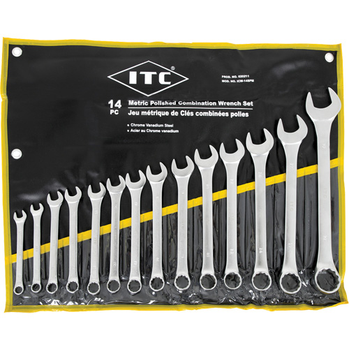 ICW-14PM Polished Wrench Set, Combination, 14 Pieces, Metric Auto-Cam