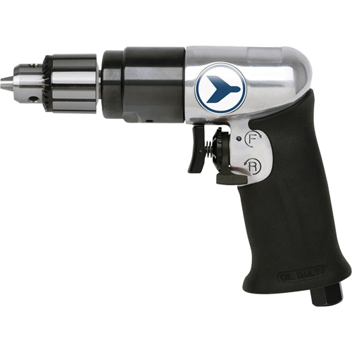 AD38VSRK Variable Speed Air Drill, 6 CFM, 1/4" NPT, 82 dBA, 3/8" Chuck, Keyed Auto-Cam