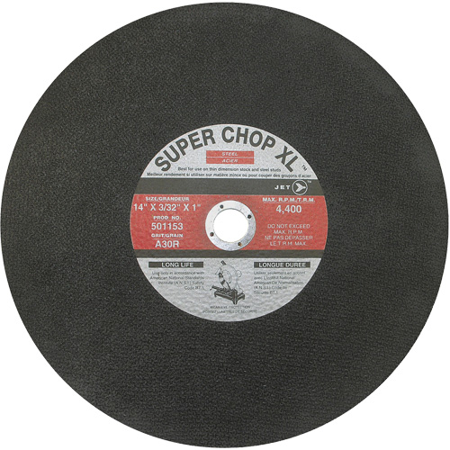 A30R Super Chop Stud-Cutting Cut-Off Wheel, 14" x 3/32", 1" Arbor, Type 1, 4400 RPM Auto-Cam