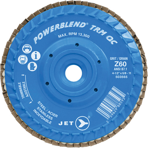 Disque &agrave; feuillets PowerBlend TRM QC ajustable, 5" x 5/8"-11, Type 27, Grain Z60, Alumine de zirconium Auto-Cam