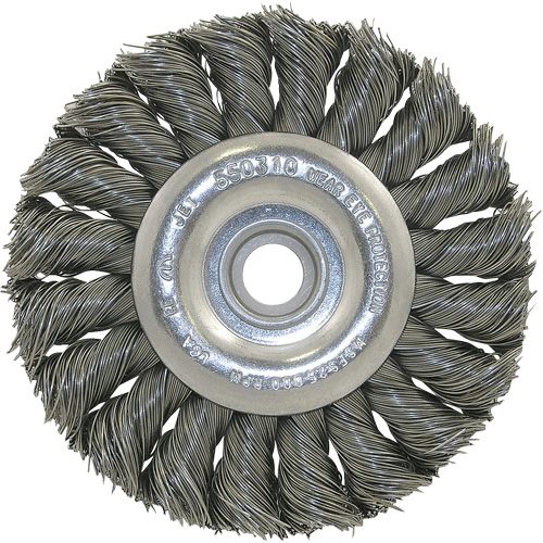 3K114 Unthreaded Knot Twisted Wire Wheel, 3-1/4" Dia., 0.014" Fill, 3/8"-1/2 Arbor Auto-Cam