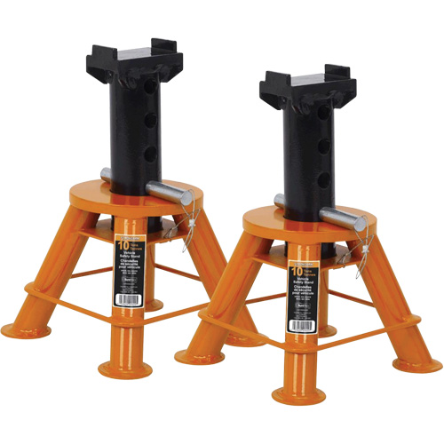 Low Profile Jack Stands, Locking Pin, 10 Tons Capacity, 17-1/3" - 11-1/8" H Auto-Cam